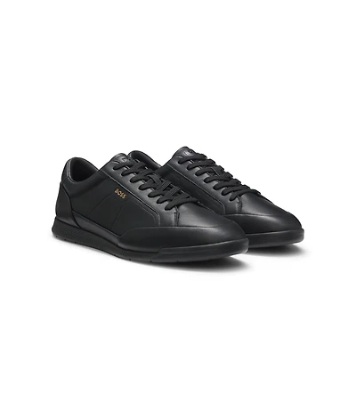 Leather sneakers with foil logo