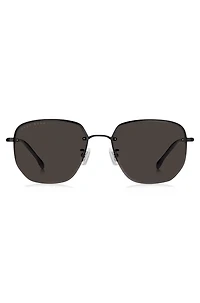 Half-rim sunglasses in black titanium and metal