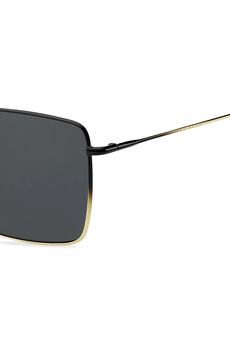 Tubular-temple sunglasses with black-gold gradients