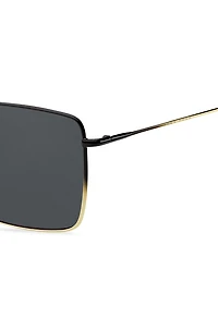 Tubular-temple sunglasses with black-gold gradients