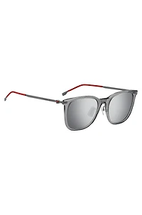 Gray-acetate sunglasses with red accents