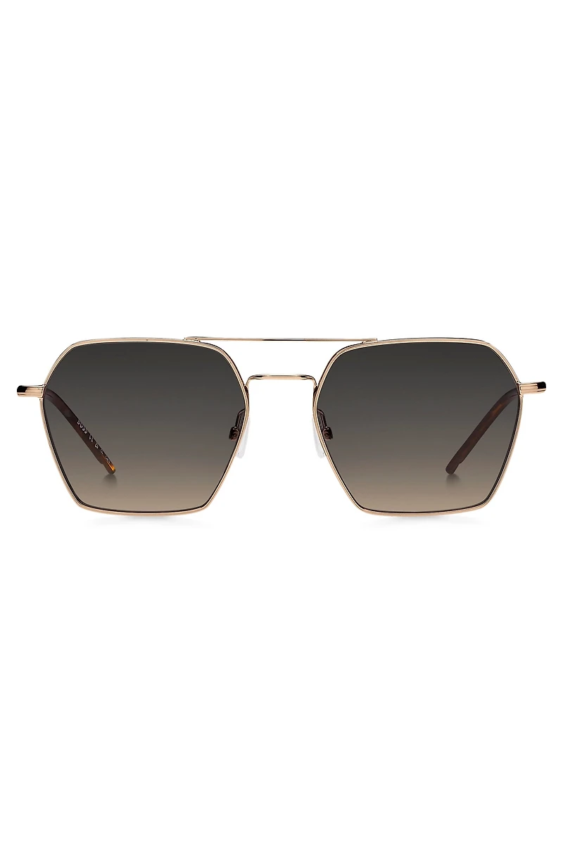 Steel sunglasses with double bridge