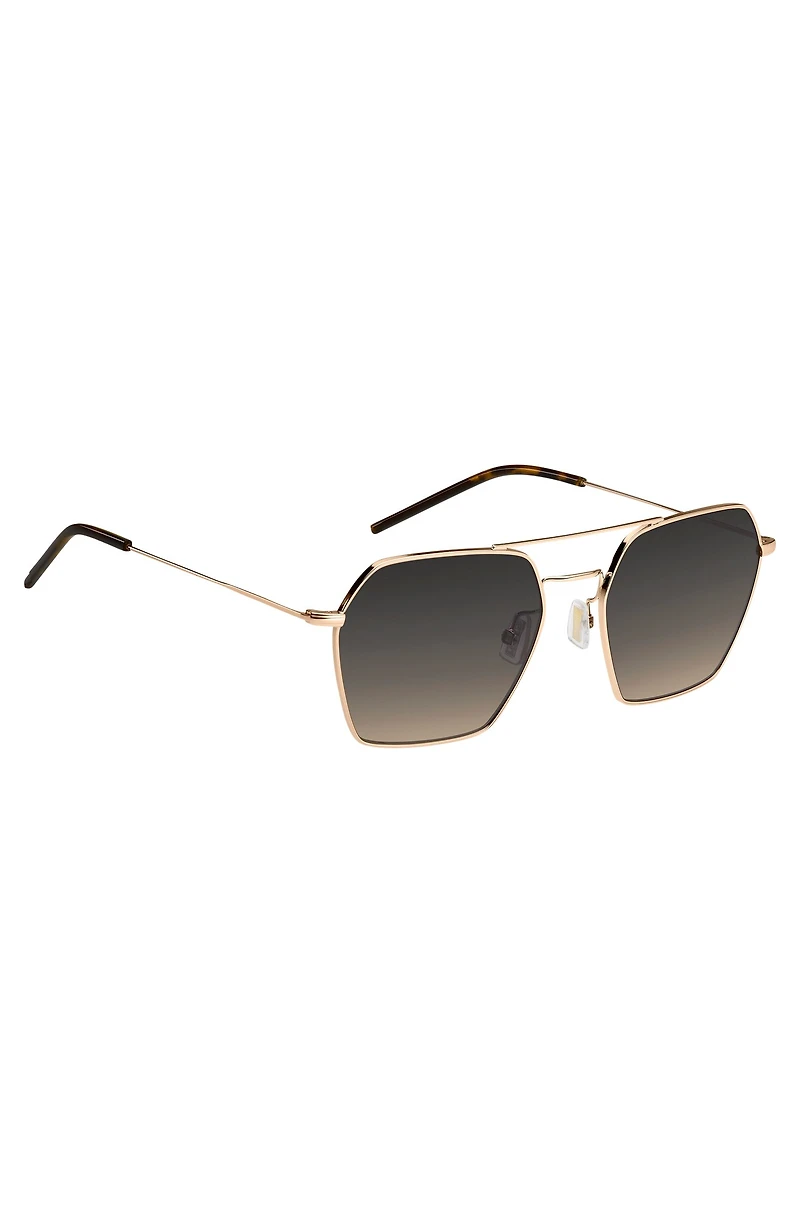 Steel sunglasses with double bridge