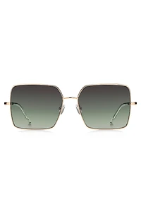 Gold-tone sunglasses with green end-tips
