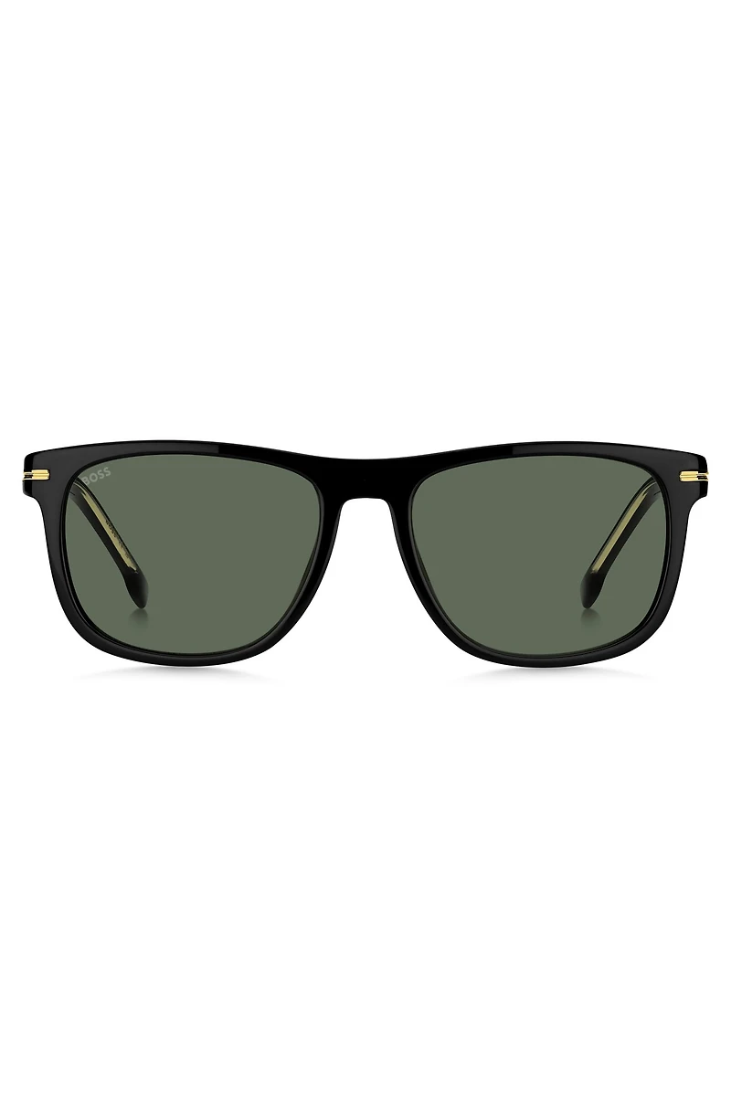 Black-acetate sunglasses with gold-tone hardware