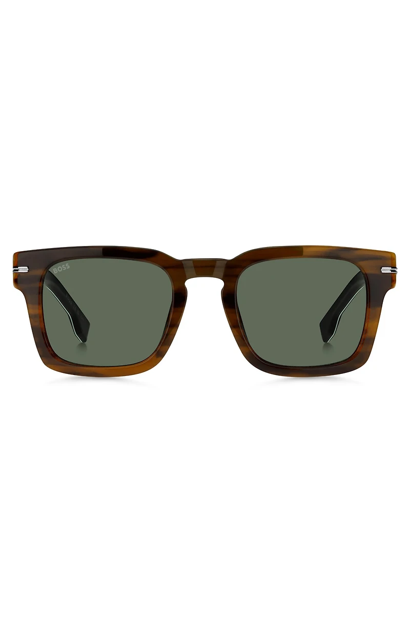 Patterned-acetate sunglasses with silver-tone hardware