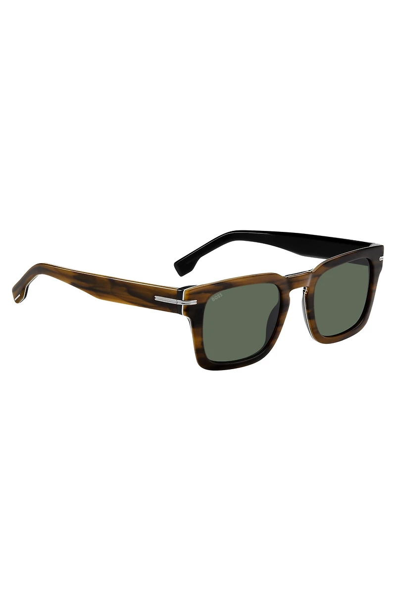 Patterned-acetate sunglasses with silver-tone hardware