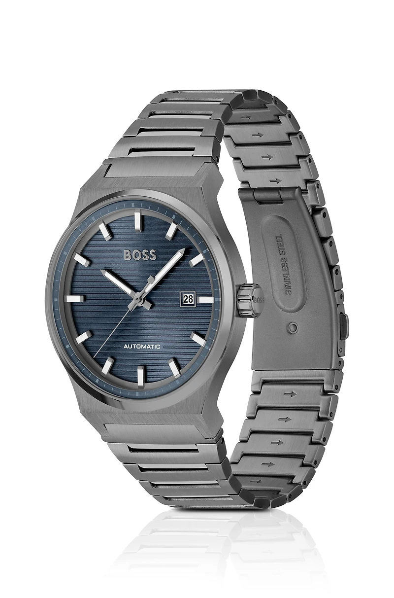 Blue-dial watch with Japanese automatic movement