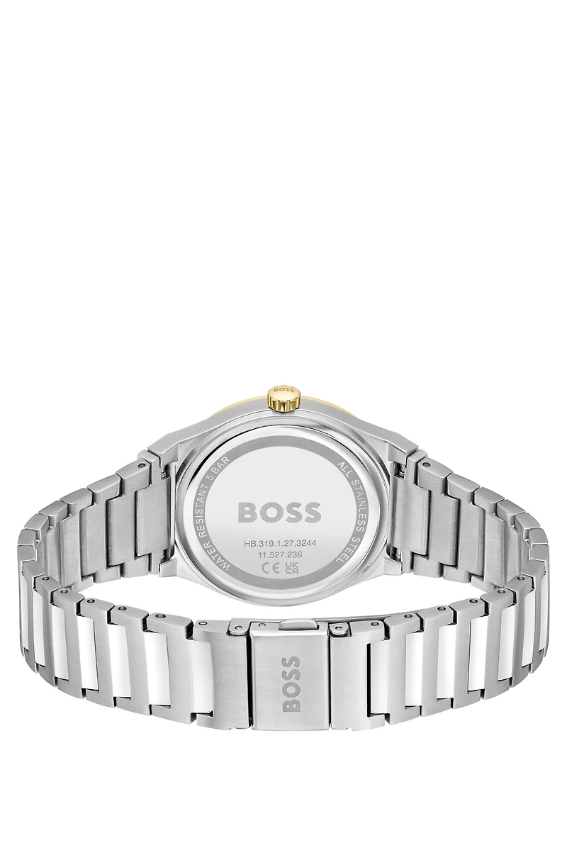 Two-tone watch with silver-white dial