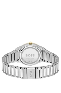 Two-tone watch with silver-white dial