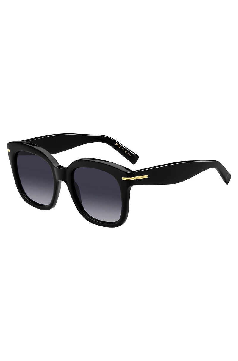 Black-acetate sunglasses with gold-tone hinges