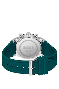 Silicone-strap chronograph watch with green dial