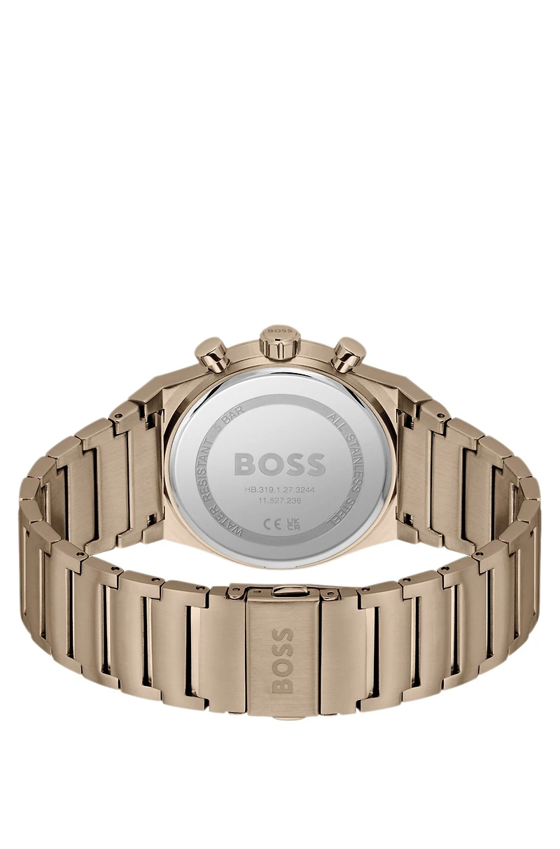 Gold-tone chronograph watch with link bracelet