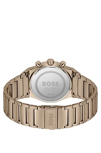 Gold-tone chronograph watch with link bracelet