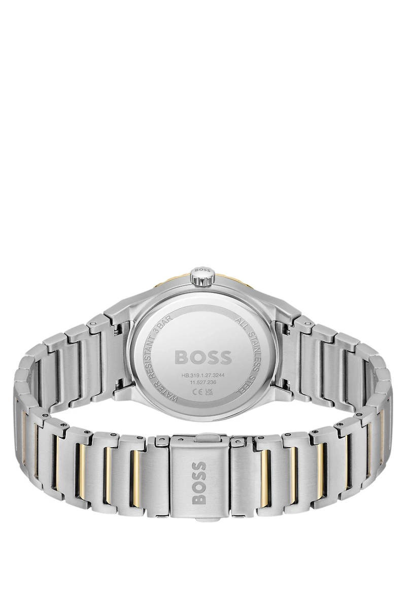 Two-tone watch with silver-white dial