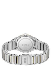Two-tone watch with silver-white dial