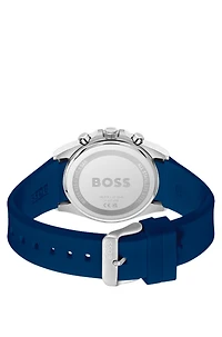 Logo-strap chronograph watch with navy textured dial