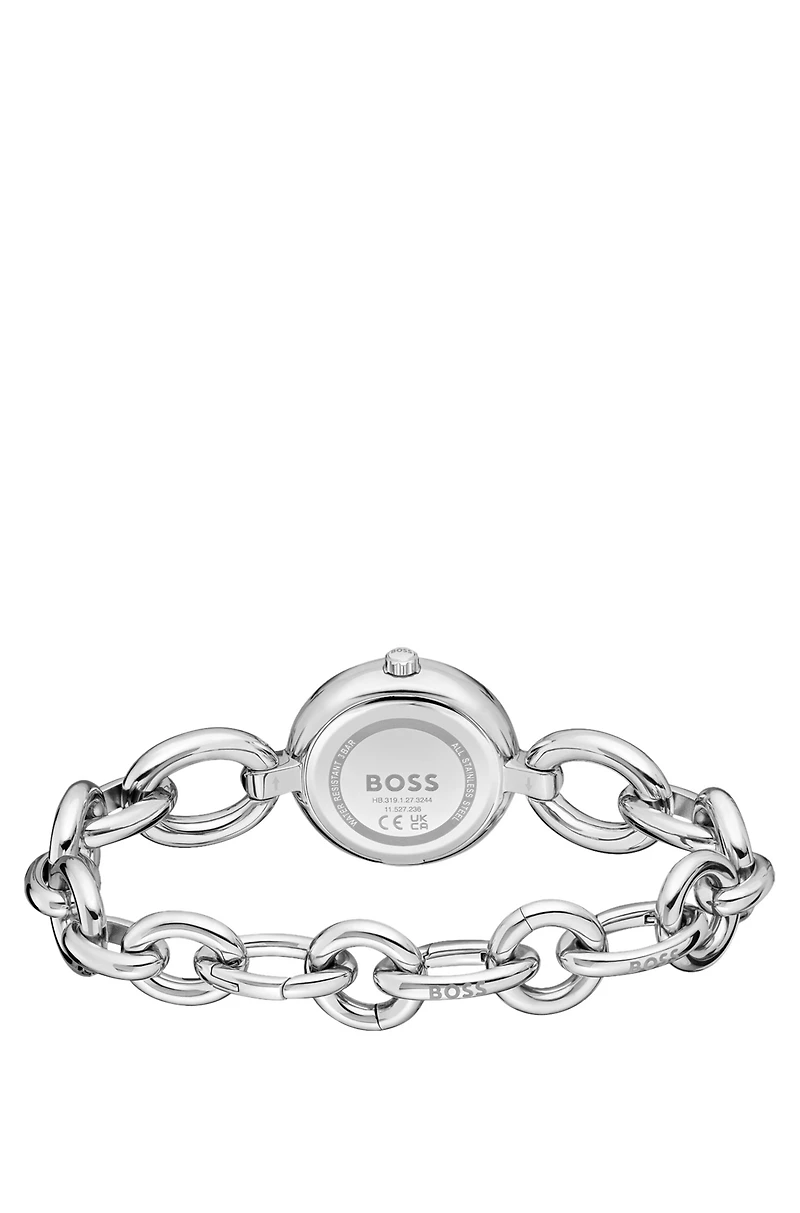 Silver-tone watch with ring bracelet