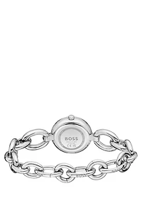 Silver-tone watch with ring bracelet