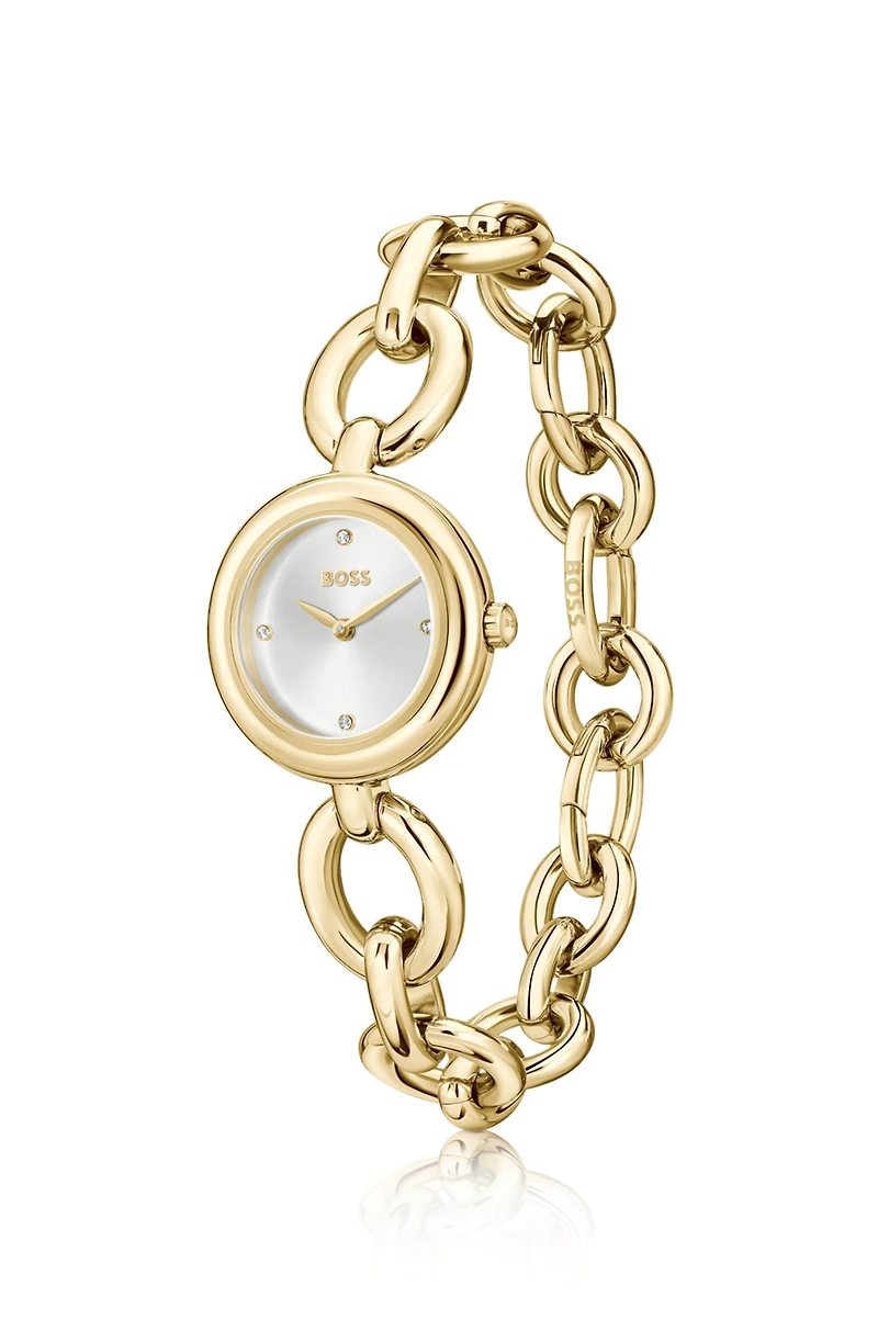 Gold-tone watch with ring bracelet