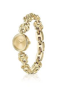 Gold-tone watch with monogram bracelet