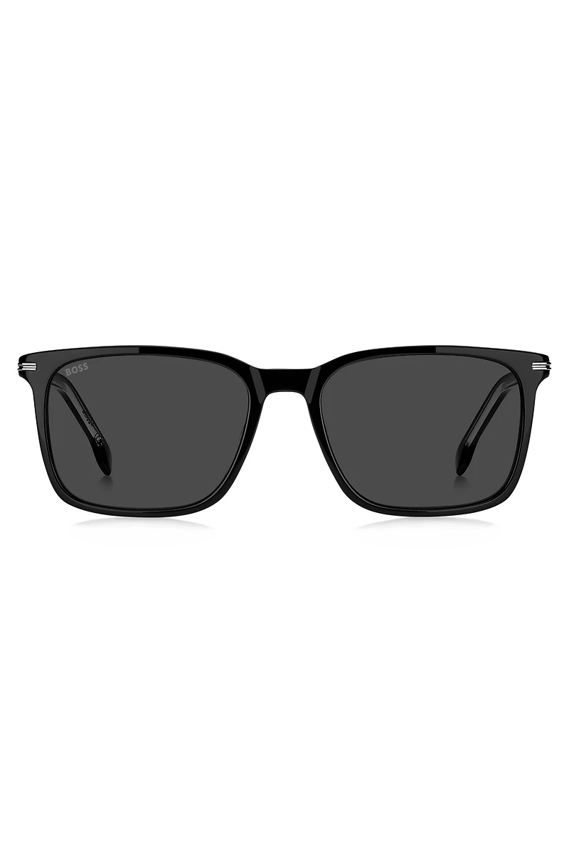 Black-acetate sunglasses with silver-tone trims