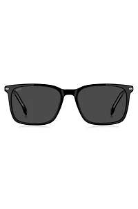 Black-acetate sunglasses with silver-tone trims