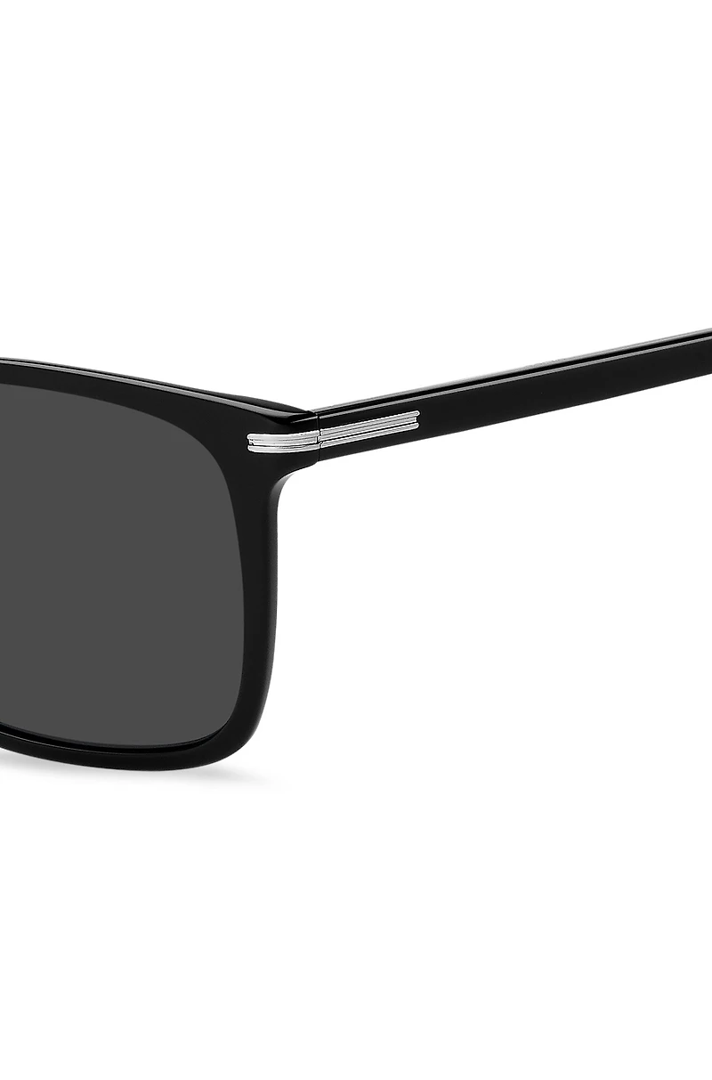 Black-acetate sunglasses with silver-tone trims