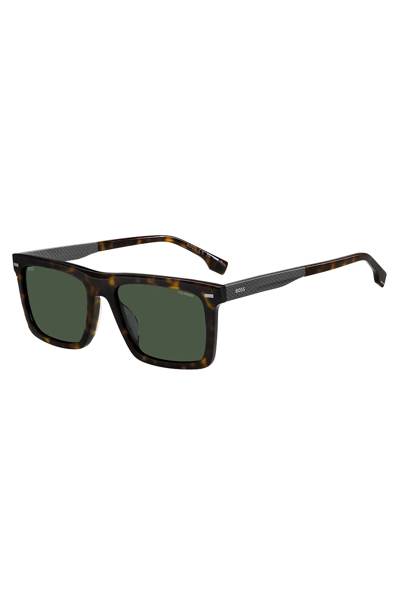 Havana-acetate sunglasses with carbon-fiber temples