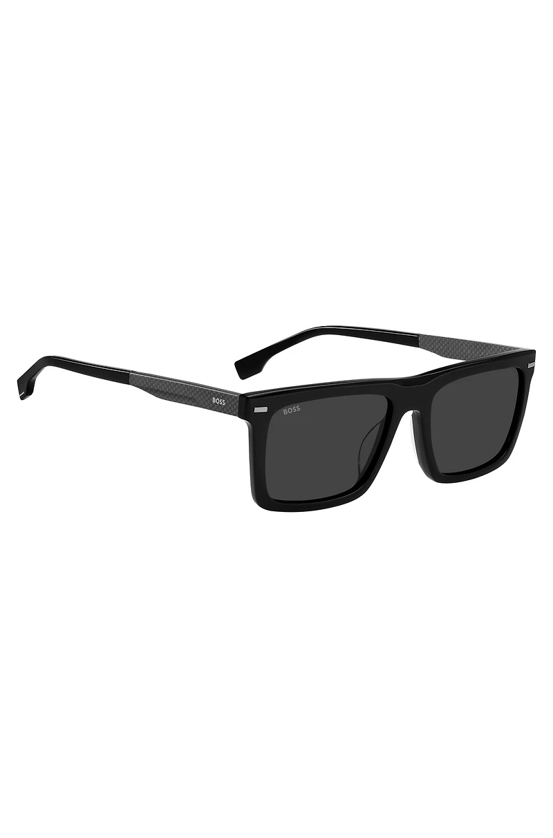 Black-acetate sunglasses with carbon-fiber temples