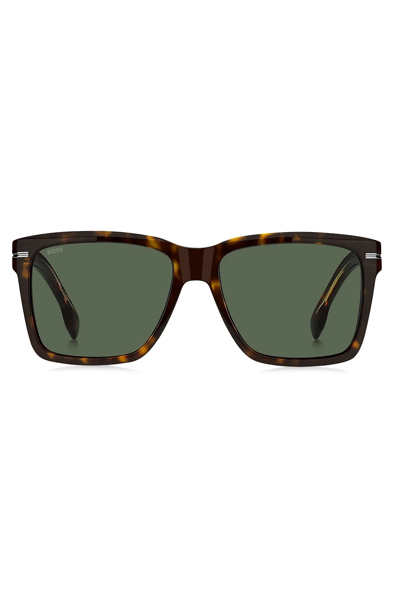 Havana-acetate sunglasses with silver-tone details