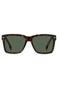 Havana-acetate sunglasses with silver-tone details