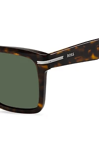 Havana-acetate sunglasses with silver-tone details