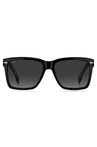 Black-acetate sunglasses with gold-tone trims