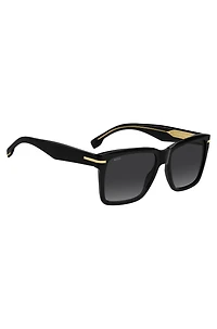 Black-acetate sunglasses with gold-tone trims