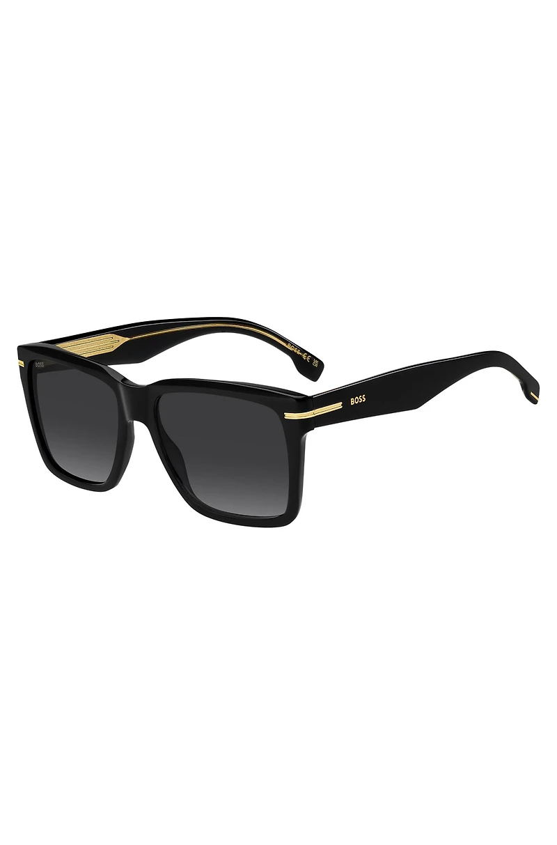 Black-acetate sunglasses with gold-tone trims