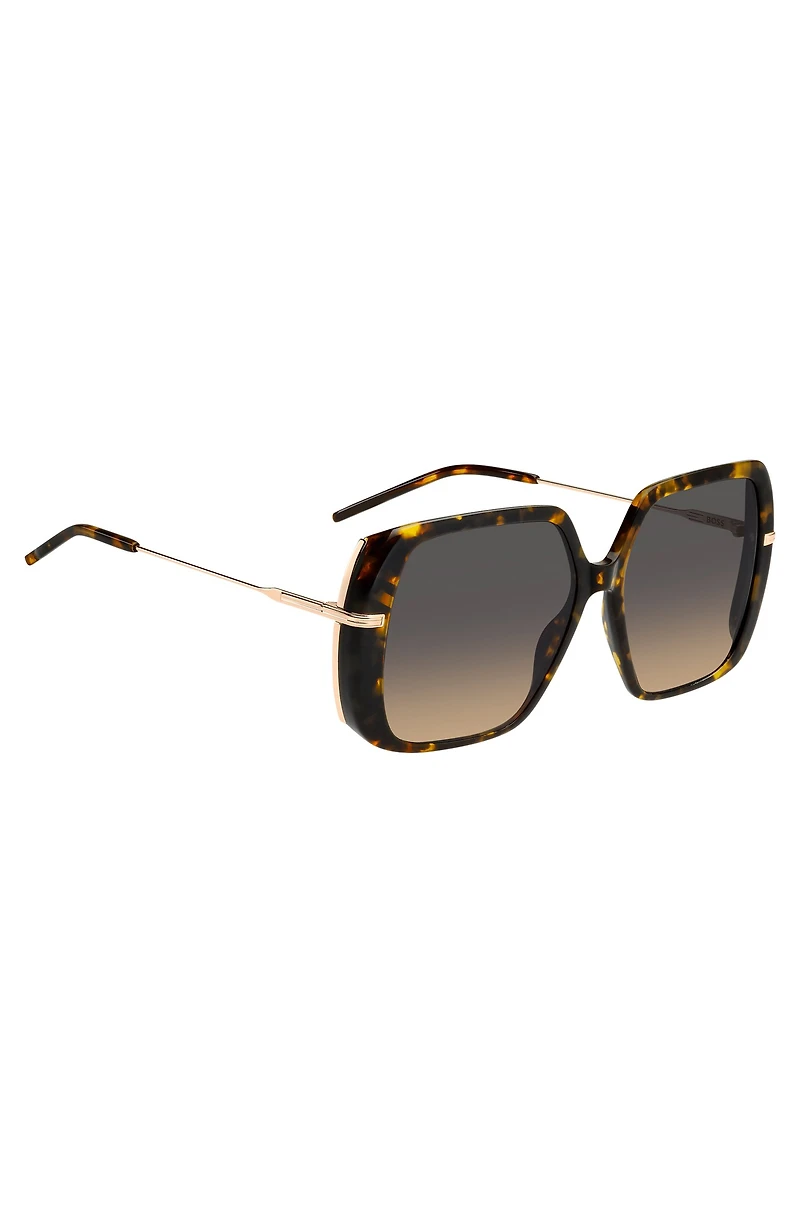 Havana-acetate sunglasses with rose-gold-tone temples