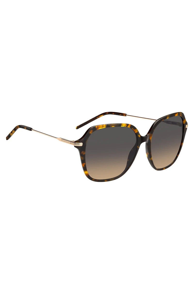 Havana-acetate sunglasses with rose-gold-tone temples