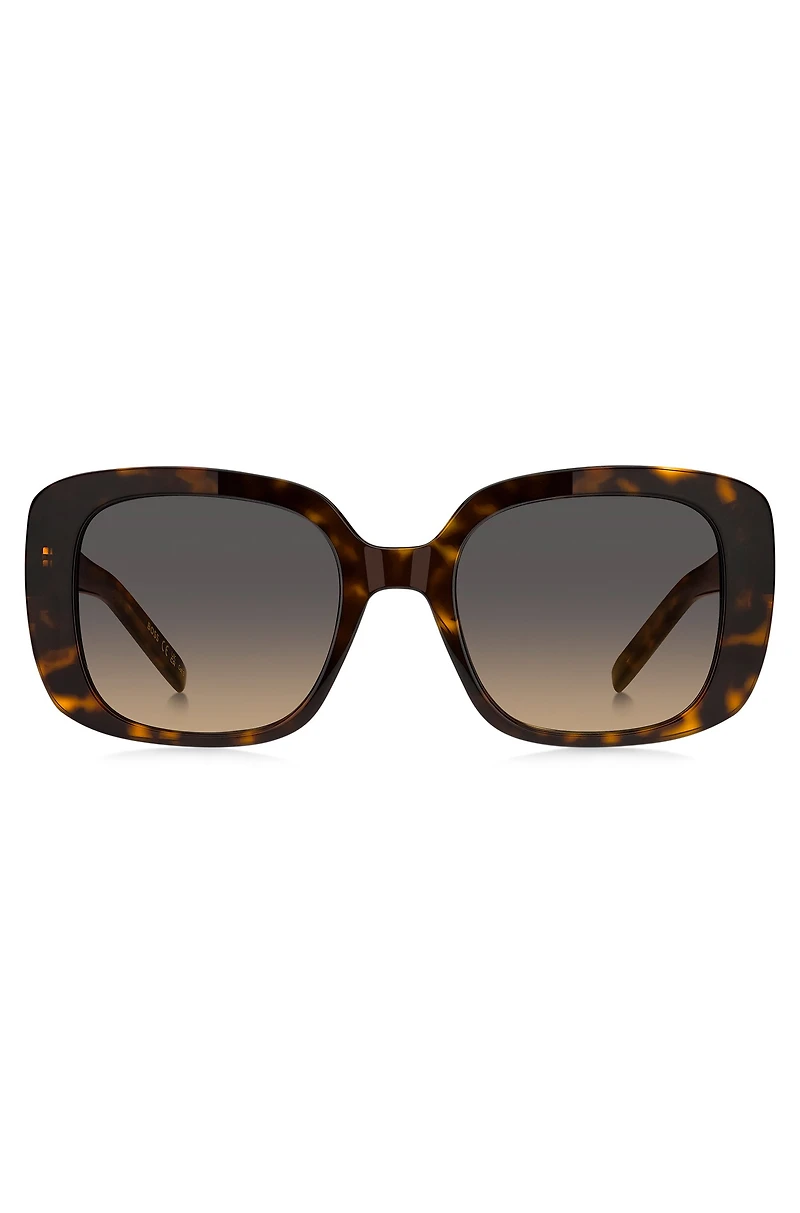 Havana-acetate sunglasses with gold-tone Double B monogram