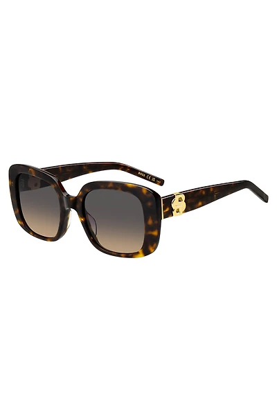 Havana-acetate sunglasses with gold-tone Double B monogram