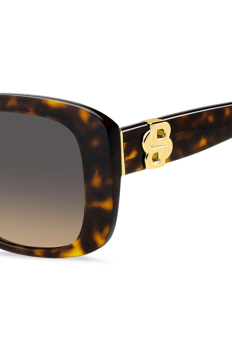 Havana-acetate sunglasses with gold-tone Double B monogram