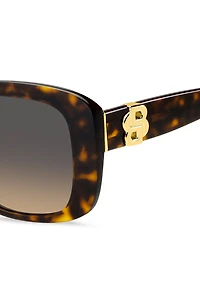 Havana-acetate sunglasses with gold-tone Double B monogram
