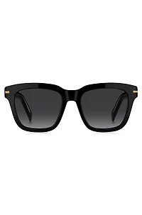 Black-acetate sunglasses with gold-tone details