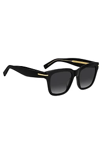 Black-acetate sunglasses with gold-tone details