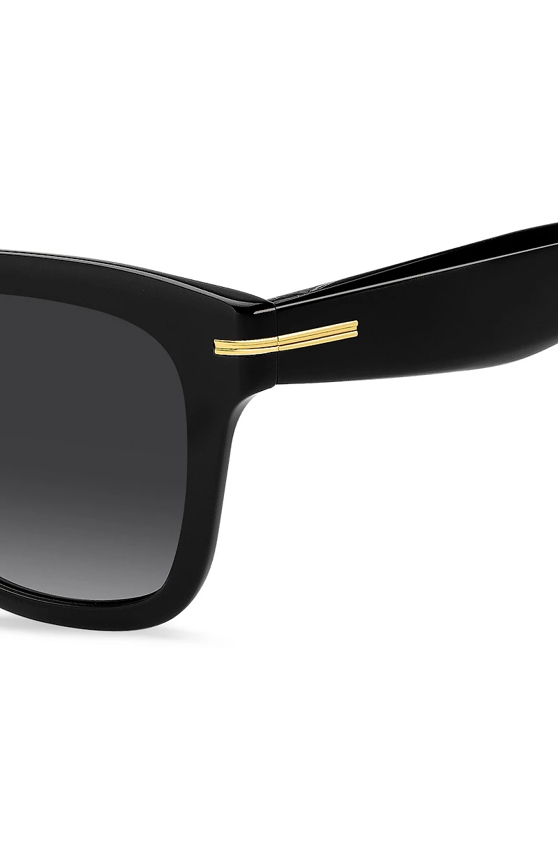 Black-acetate sunglasses with gold-tone details