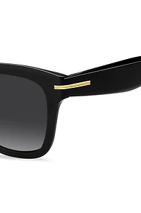Black-acetate sunglasses with gold-tone details