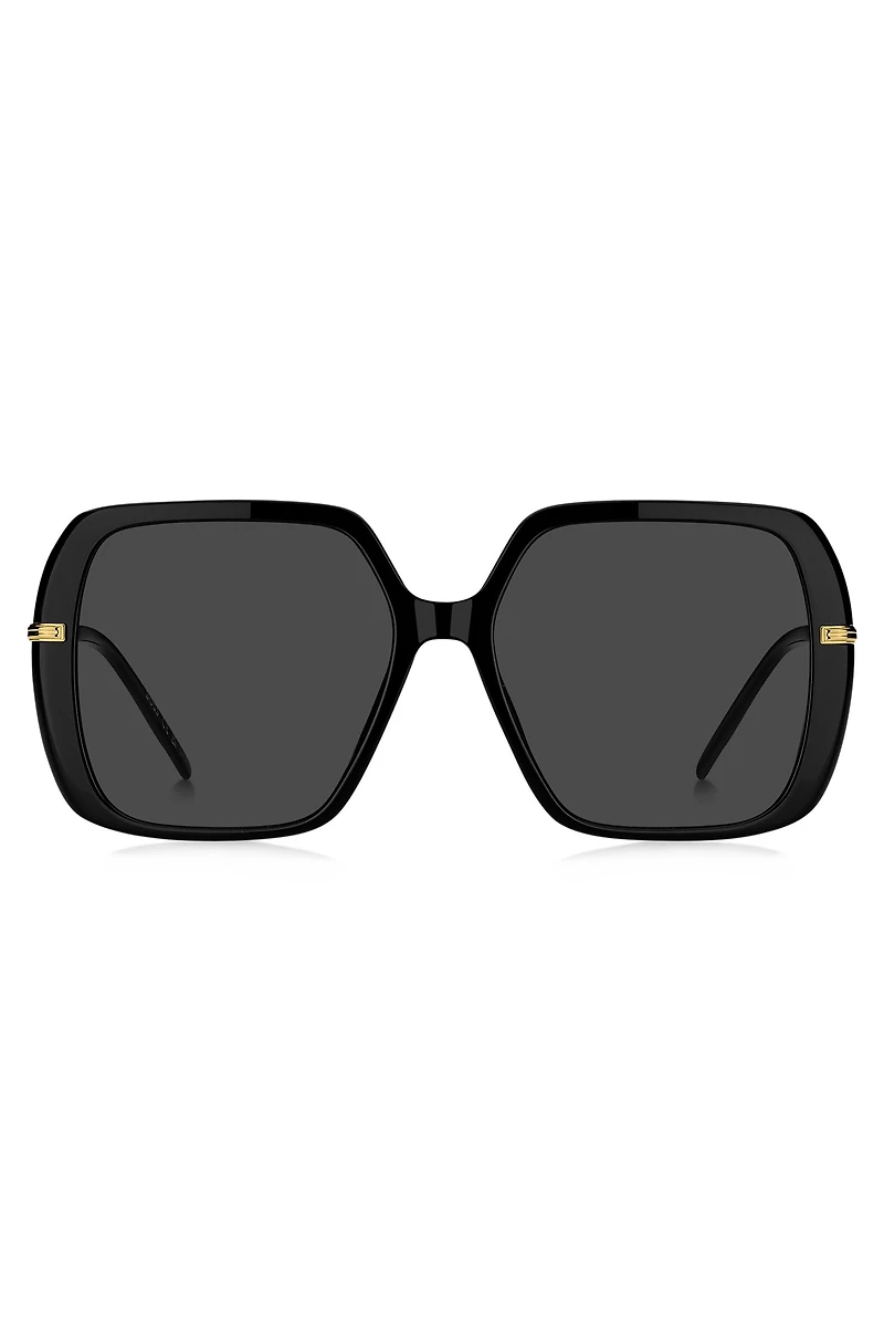 Layered black-acetate sunglasses with gold-tone temples