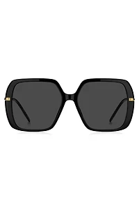 Layered black-acetate sunglasses with gold-tone temples