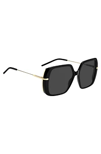 Layered black-acetate sunglasses with gold-tone temples