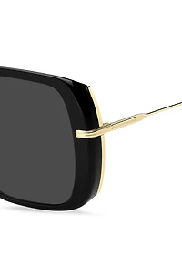 Layered black-acetate sunglasses with gold-tone temples